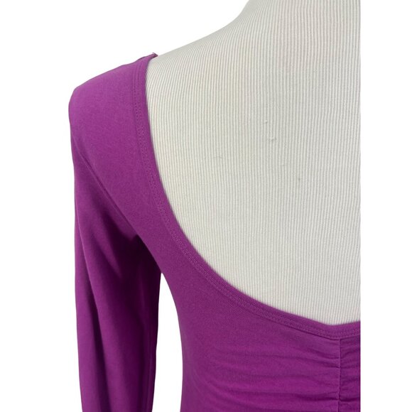 Vintage Victoria’s Secret Sexy Purple Scoop Neck Ruched Mini Shirt Dress Tunic - Picture 6 of 12